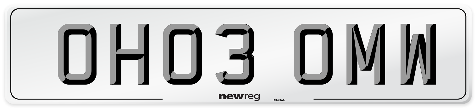 OH03 OMW Number Plate from New Reg